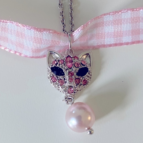 Miu Miu Pink Crystal Cat Chocker Necklace - Picture 1 of 8